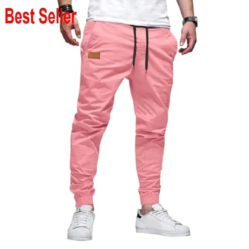 Men's Casual Joggers Tapered Fit Twill Cargo Pants Activewear Sweatpants